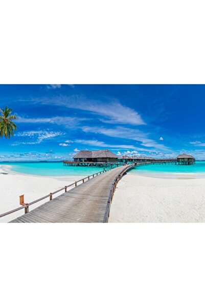 Zumzeria Tablou καμβάς Εκπληκτικό πανόραμα με καλύβες στη γαλάζια θάλασσα, 80...