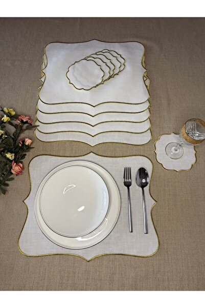 Smiling Home Золотий набір 12 штук - американська сервіровка та серветки, при...