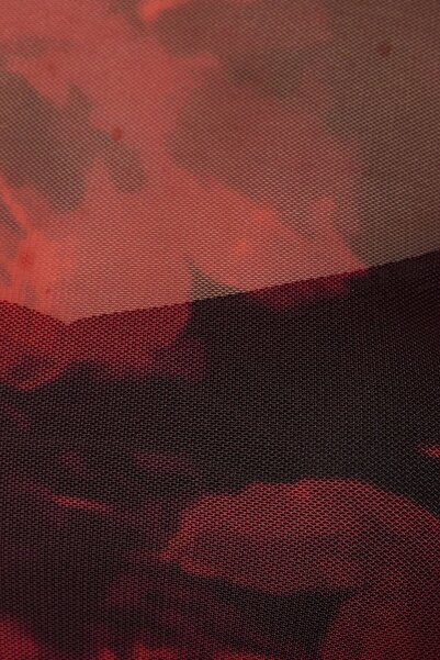 Hiccup Çiçek Desenli Bodycon Maxi Tül Elbise