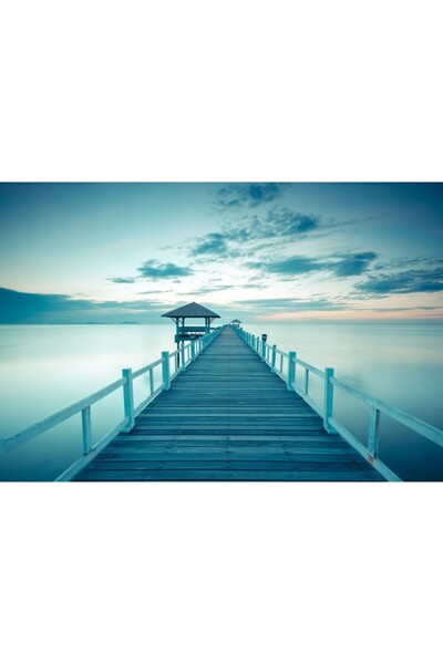 Zumzeria Tablou Canvas Wooden Pier At Sunset On Top Of A Splendid Sea, 80x50c...