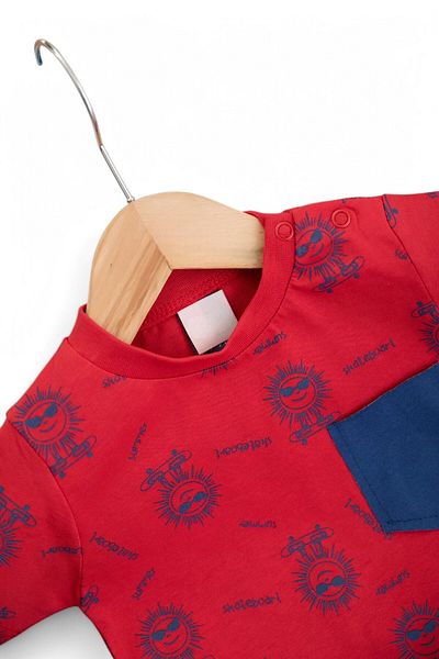 voyyo kids baby Baby Boy Summer Printed Pocket 6-9-12-18-24 Months Shorts Set