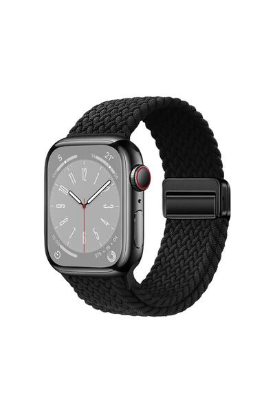 AktarMobile Apple Watch 10 42 mm uyumlu Örgü Kordon Magnetik D Tokalı Kayış M...