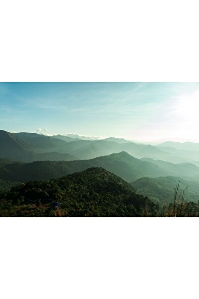 Zumzeria Tablou Canvas Mystical Green Mountains Landscape, 80x50cm, tabloucan...