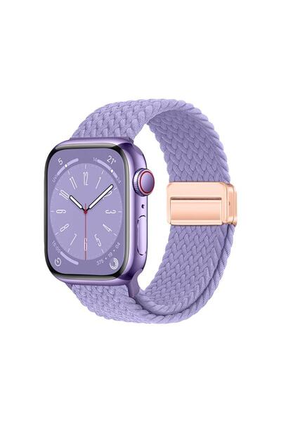AktarMobile Apple Watch 10 46 mm uyumlu Örgü Kordon Magnetik D Tokalı Kayış M...