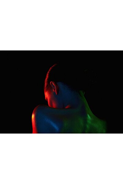 Zumzeria Tablou Canvas Beautiful Naked Girl In Color Lights, 80x50cm, tablouc...