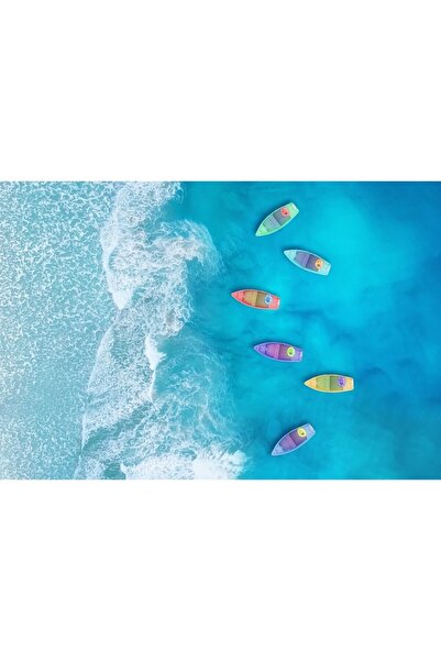 Zumzeria Tablou Canvas Colorful Boats On The Sea, 80x50cm, tabloucanvas294, Z...