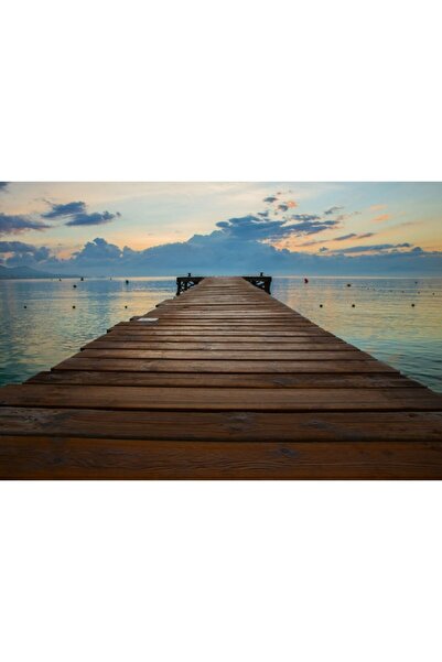 Zumzeria Πίνακας σε καμβά Χρυσός Ήχος της Θάλασσας στην Ξύλινη Προβλήτα, 80x5...