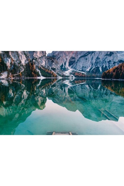 Zumzeria Tablou καμβάς με καθρέφτη, αντανάκλαση χιονισμένων βουνών, 80x50εκ.,...