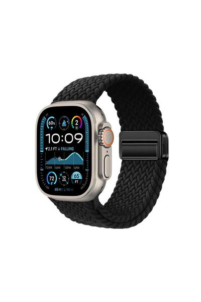 AktarMobile Apple Watch Ultra / Ultra 2 49 mm uyumlu Örgü Kordon Magnetik D T...