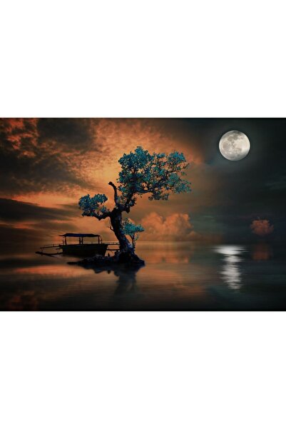 Zumzeria Tablou Canvas Magic Tree Under The Moonlight, 80x50cm, tabloucanvas4...