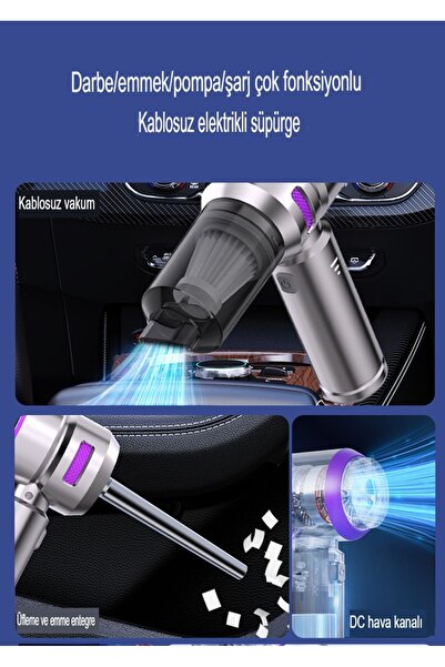 EN SİGA Üflemeli Güçlü Vakumlu Ev Ofis Araç Süpürgesi 15000PA Güçlü El Süpürgesi Şarjlı Çok Fonksiyonlu