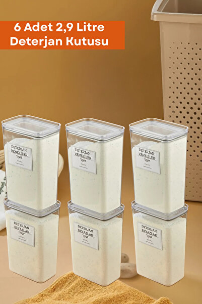 welcomein 6'lı Deterjan Kutusu/vakum Kapaklı Banyo Düzenleyici Saklama Kutusu...