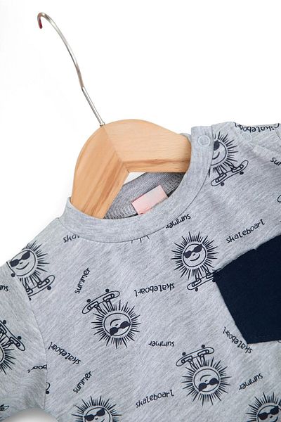 Ege Bebek Baby Boy Summer Printed Pocket 6-9-12-18-24 Months Shorts Set