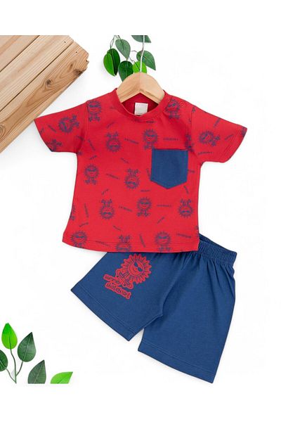 voyyo kids baby Baby Boy Summer Printed Pocket 6-9-12-18-24 Months Shorts Set