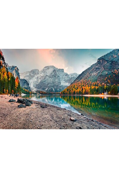 Zumzeria Καμβάς Tablou Στην άκρη μιας ορεινής λίμνης το φθινόπωρο, 80x50εκ., ...