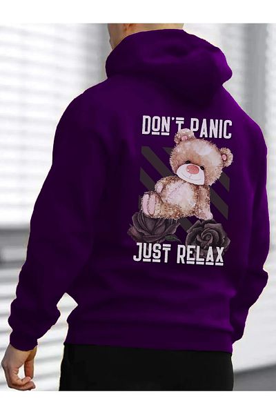 Relax family xf Ανδρικό μωβ χειμωνιάτικο φούτερ με κουκούλα Daretto Printed