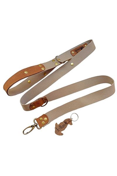 balkonda Earth Color Dog Walking Collar - Tan Leather, Width: 2.5cm, Length:120cm B5-2