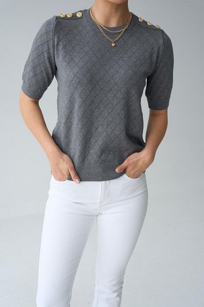 KAZAK Medium Gray Epaulette Sweater