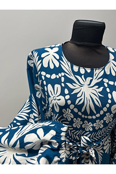 MSA Giyim Rochie din viscoză cu imprimeu floral, lungime întreagă, cu curea în talie