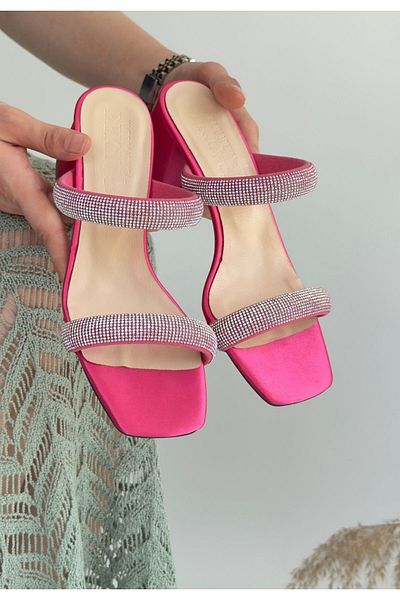 Difolia Παντόφλες με τακούνι Froya Pink Satin