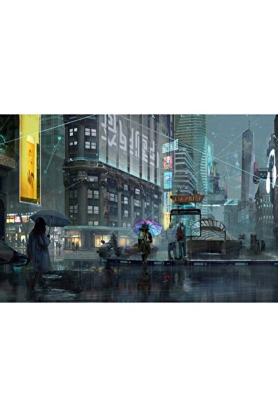 Zumzeria Καμβάς Tablou Rainy Day In Cyber ​​City, 80x50εκ., tablou762,