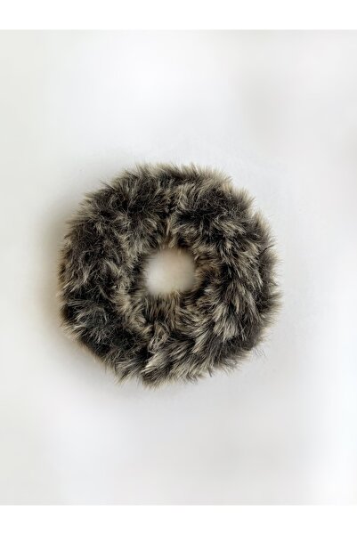 Poshy Atelier Peluş Tüylü Örgü El Yapımı Scrunchies Saç Lastiği Simit Topuz Toka