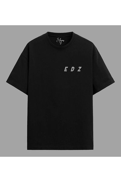 Edizen Unisex Oversize Βαμβακερό T-shirt Enigmatic Serenat Premium Μαύρο