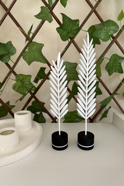 OVERMAX Modern Minimalist Doğa Temalı Yaprak Seti – Beyaz Renkli Dekoratif Obje