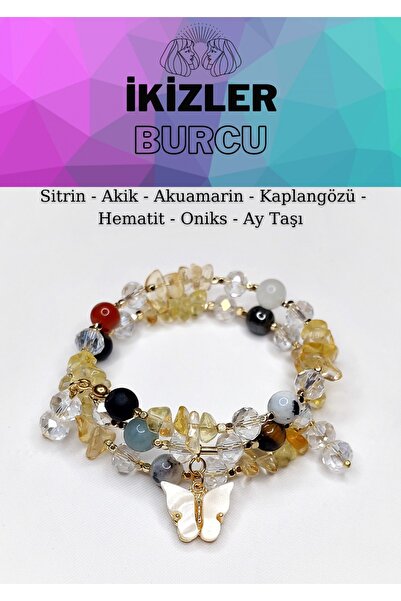 Herkimer Doğal Taş Orijinal Doğaltaş İkizler Burcu Helezon Bileklik