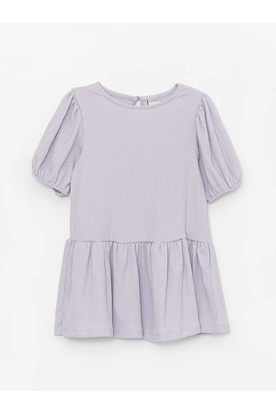 LC Waikiki Lcw Eco Lilac Bicycle Collar Short Sleeve Girl Dress