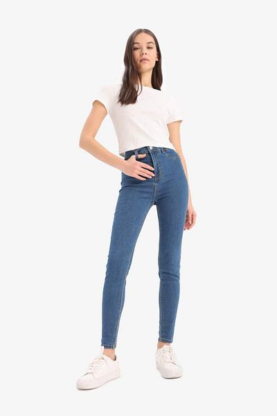 DeFacto New Season Jegging High Waist Ankle Length Skinny Leg Basic Straight Jean Trousers