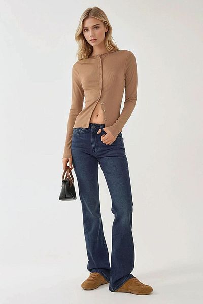 Hiccup Μακρυμάνικη Slim Fit Πλεκτή Μπλούζα με κουμπιά
