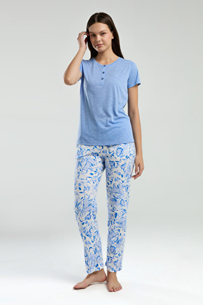 The Clover Жіночий комплект піжами з коротким рукавом і коміром-стійкою TH.3.CL.RN.44.TT