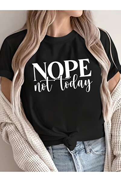 EFFRENATU تي شيرت بناتي بأكمام قصيرة وياقة دائرية مطبوع عليه No Not Today