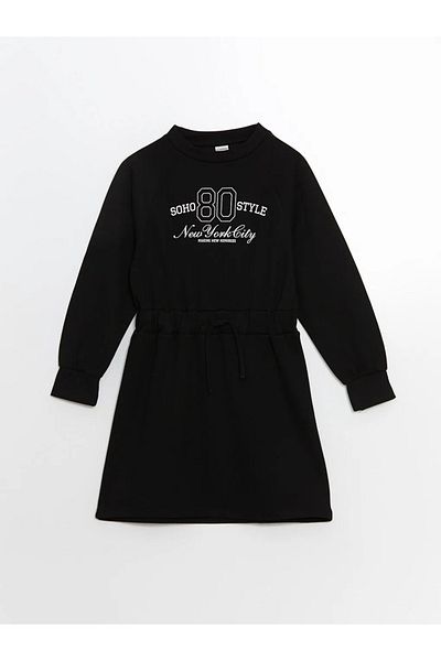 LC Waikiki Lcw Kids Black Crew Neck Girls' Dress