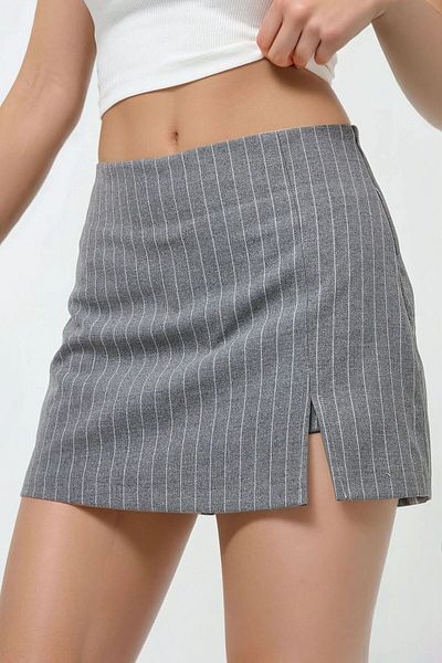 Hiccup Fusta mini scurtă cu dungi cu detaliu cu fante