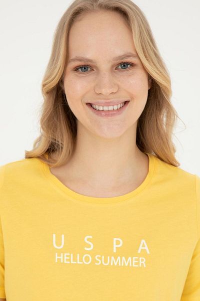 U.S. Polo Assn. Tricou galben pentru femei cu gât crew TEKSPOR 183222 .1