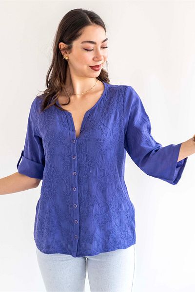 citycenterfashion Cotton Fold Blouse 100% Organcik, Large Size Buttoned Elbow Sleeve Blouse