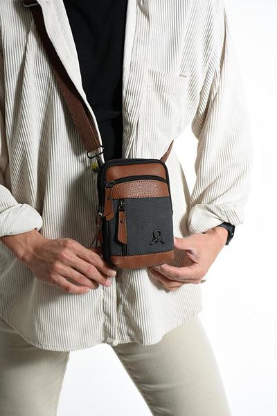 Baginn Мъжка чанта за телефон през рамо от плат, платнена, 20*12 см, мега чанта