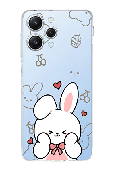 moonset Xiaomi Redmi 12 Uyumlu Sevimli Tavşan Tasarımlı Baskılı Şeffaf Telefo...