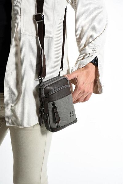 Baginn Ανδρική τσάντα τηλεφώνου από καμβά ύφασμα 20*12 εκ. Τσάντα ώμου με χιαστί λουράκι Mega Bag