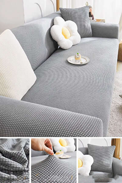 nurlan Lycra elastic elastic, flexibil, lavabil, model pătrat, 3 locuri, husă din lycra, husă pentru scaun