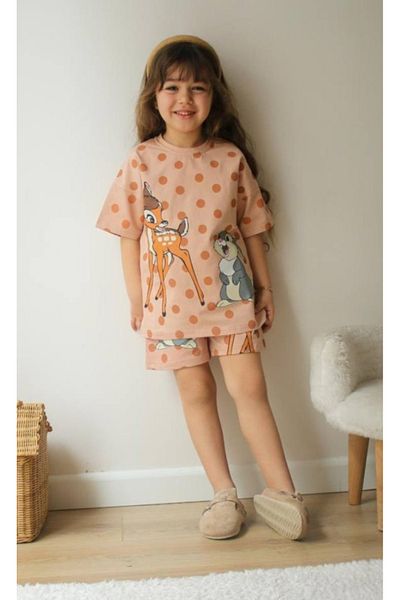 Canlook Ceylan Print Dataylı Girl's Short Sleeve Shorts Suit