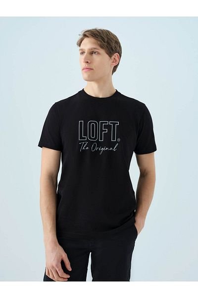 Loft Ανδρικό μπλουζάκι Regular Fit Μαύρο Lf2038646