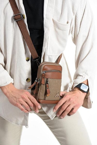 Baginn Мъжка чанта за телефон през рамо от плат, платнена, 20*12 см, мега чанта