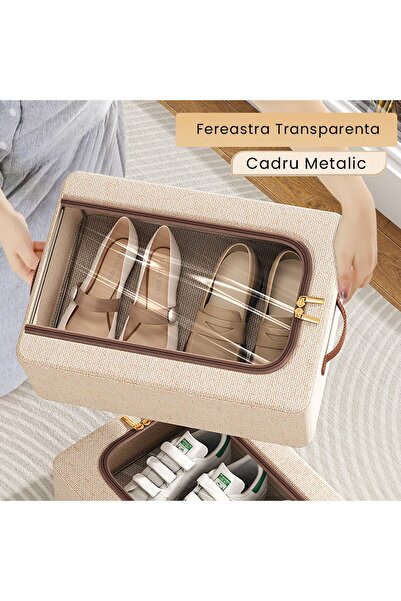 Bibilel Flippy Metal Frame Storage Box for Shoes, Clothes, Lingerie, High Quality Zipper,