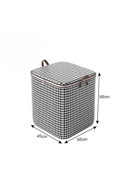 Flippy Foldable Storage Box with Zipper, 56x45x56 cm, 140L, Black-White, for Clothes and Toys