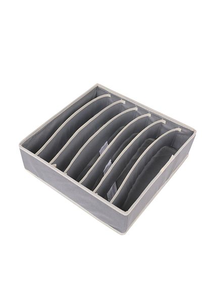 Flippy Storage Box For Underwear, Socks And Bras, Textile, 7 Compartments, 32 X 32 X 10 Cm Grey