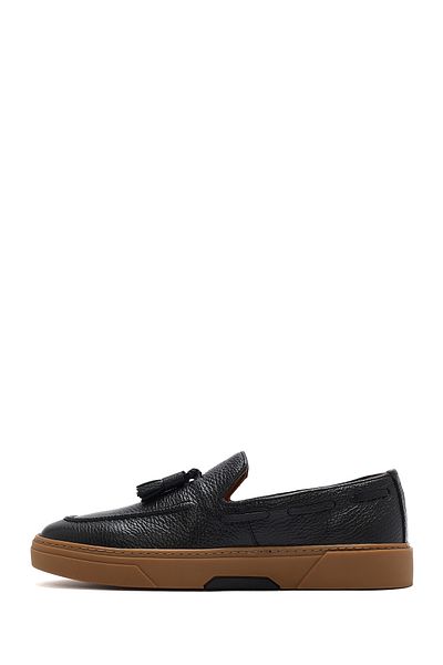 Derimod Men's Black Tasseled Leather Loafer 25Sfd6313Ft