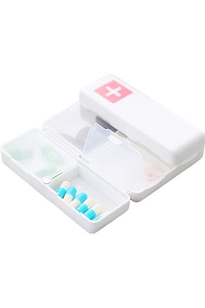 Flippy Medicine storage box, 7 individually sealed compartments, foldable, Flippy, White/Red